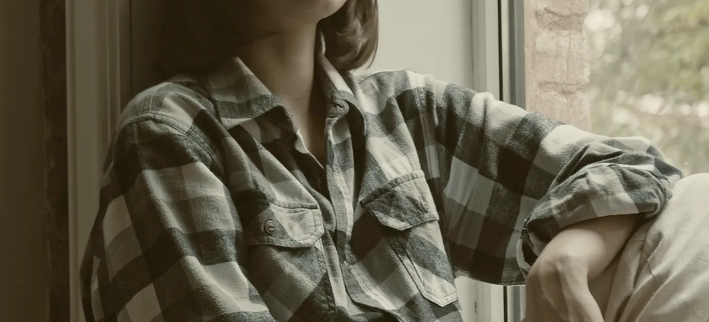 Someone looking out of a window, lost in thought.